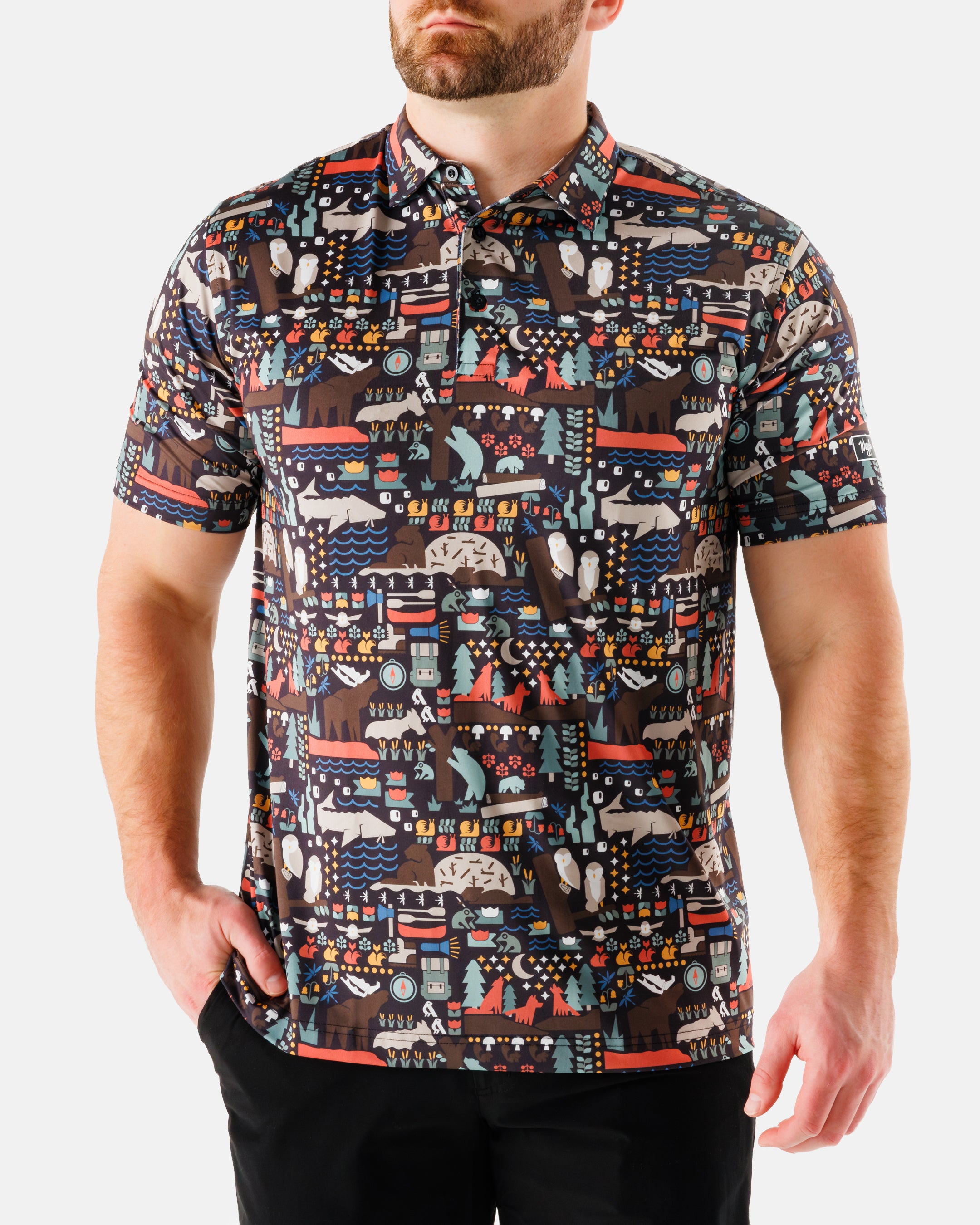 【PoLoたぬき】★9枚 Into The Wild Men's Polo | Waggle Golf Polo | Nature Polo