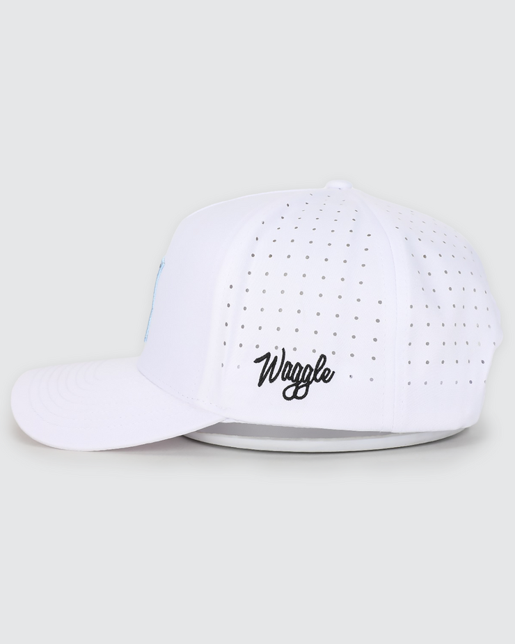 Waggle Golf | Land of 10,000 Rinks Minnesota Hockey Hat | Performance Golf Snapback, White