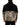 Black and camouflage jacket worn by a person on a white background