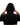 Person wearing a black hoodie with camouflage sleeves on a white background