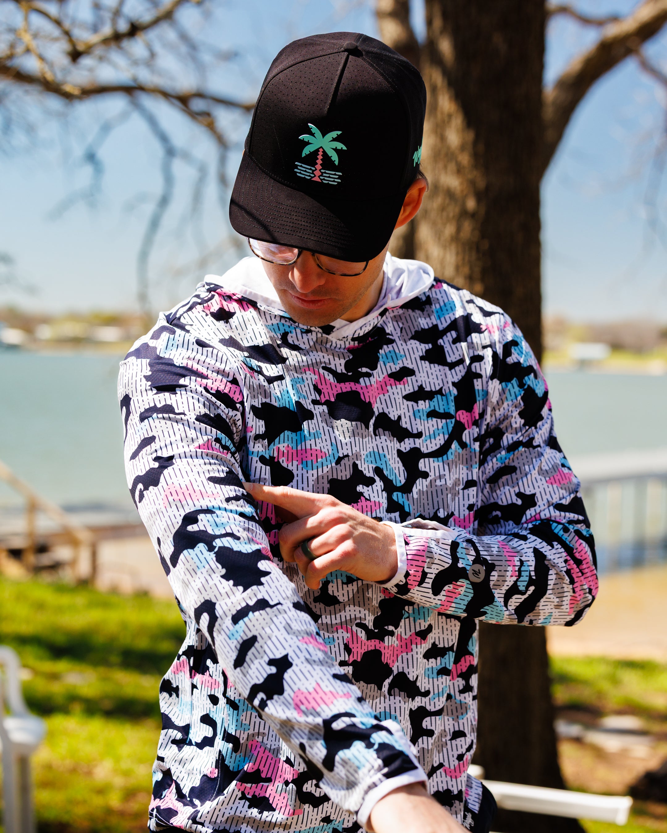 Depth Man Depth Finder Men's Featherlight Hoodie | Waggle UPF 50+ Sweatshirt