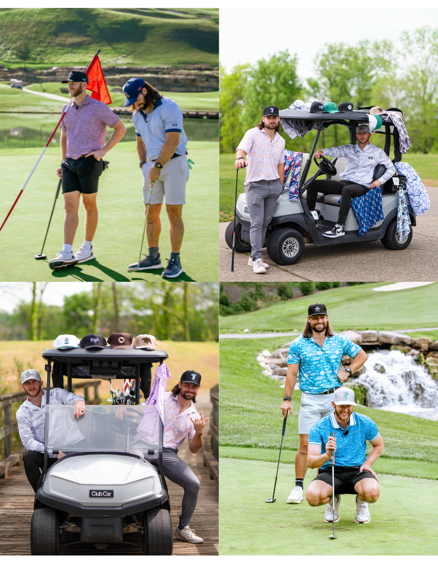 Collage of images of Divot Dudes' wearing Waggle