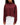 Front of the Garnet Plume Funnel Neck Sweatshirt with the funnel neck rolled up on a model in front of a white background