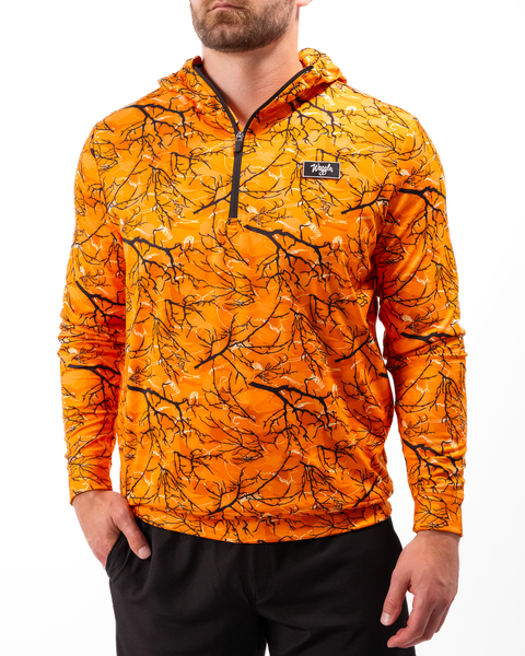 Blaze Orange Hunting Zip Hoodie Waggle Golf Hoodie Lightweight Golf Pullover