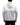 Person wearing a gray and white jacket with a hood on a white background