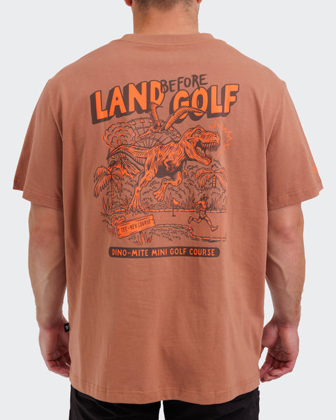 Land Before Golf T-Shirt | Waggle Golf T-Shirt | Dinosoar Graphic Tee