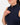 Close up on the Zippered Closure on the Navy Matchplay Mock Neck on a model in front of a light gray background.