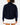 Back of the Navy Plume Funnel Neck on a model in front of a light gray background.