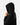 Model pulling the hood up on the Onyx Waffle Knit Hoodie on a model in front of a light gray background.