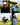 Collage of two men playing golf with various poses and settings.