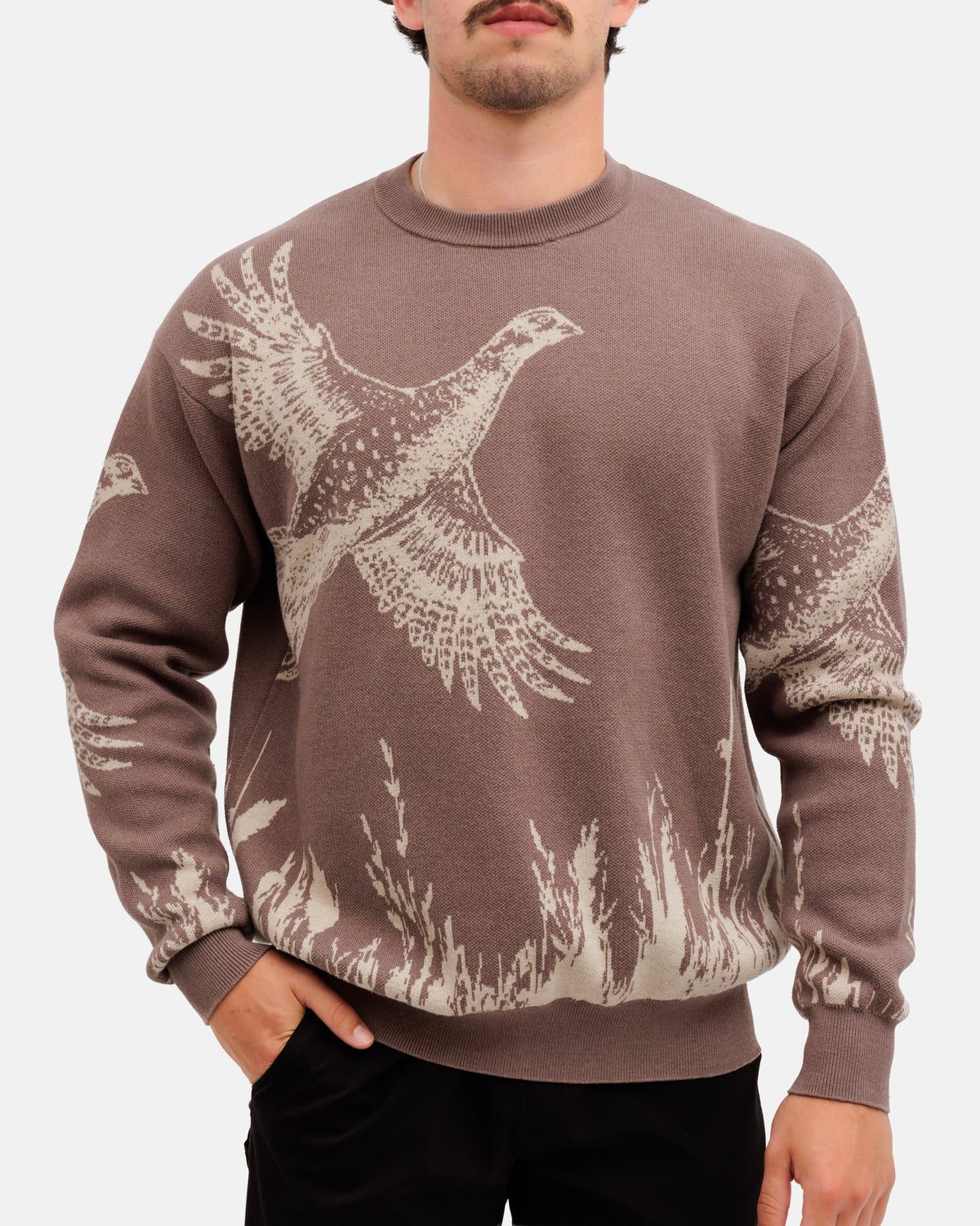 Rydale Men's Chunky Knit Shooting Sweater - Crew Neck With Pheasant Motif (New With Tags)