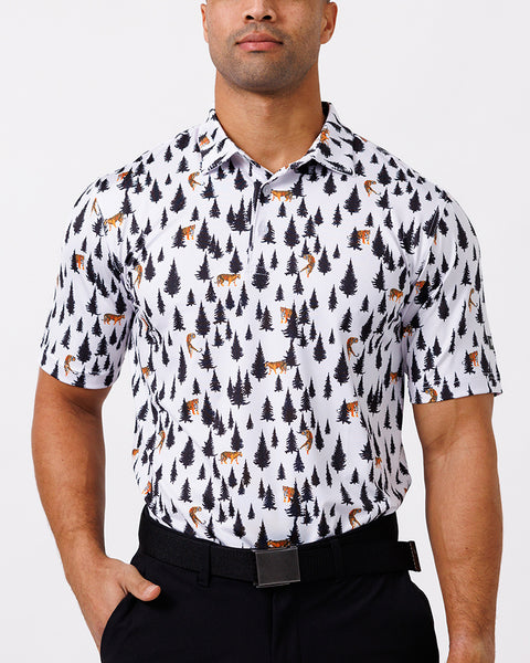 Men s Waggle Golf Tigers in The Woods Polo 2XLarge White