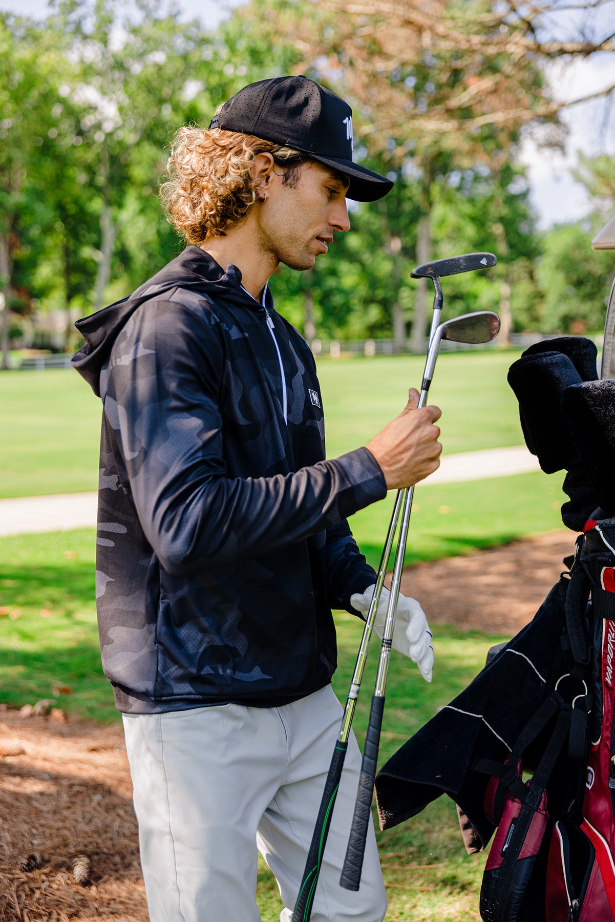 Men's Black Bear Camo Golf Hoodie | Soft & Comfortable Fit